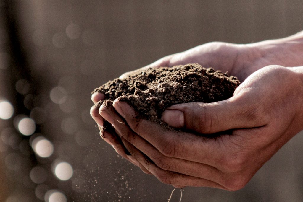 Image: hands holding soil; Source: Gabriel Jimenez, Unsplash